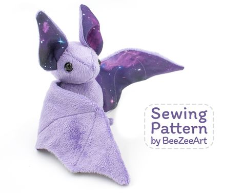 Bat Stuffed Animal Sewing Pattern - Digital Download - BeeZeeArt - 1 Molde, Bat Stuffed Animal, Homemade Stuffed Animals, Stuffed Animal Sewing, Small Stuffed Animals, Softie Pattern, Monkey Stuffed Animal, Bat Pattern, Animal Sewing Patterns