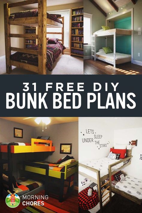 31 Free DIY Bunk Bed Plans  (scheduled via http://www.tailwindapp.com?utm_source=pinterest&utm_medium=twpin&utm_content=post179690307&utm_campaign=scheduler_attribution) Diy Bunk Beds Plans, Bunk Bed Ideas Diy, Bunk Bed Plans, Triple Bunk Beds, Diy Bunk Bed, Diy Muebles Ideas, Cool Bunk Beds, Murphy Bed Plans, Bunk Beds With Stairs