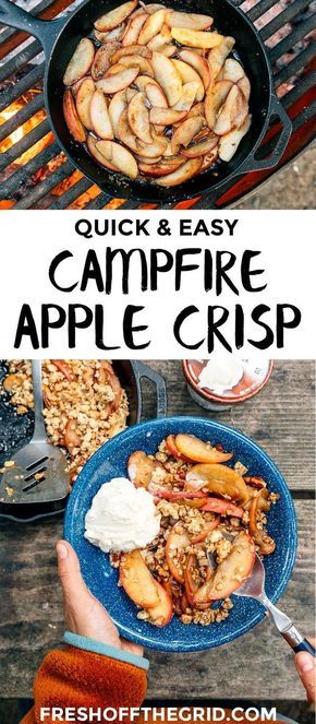 Dutch Oven Cooking, Campfire Apple Crisp, Vegan Camping Food, Camp Meals, Night Camping, Best Camping Meals, Grill Outdoor, Camping Desserts, Camping Dinners