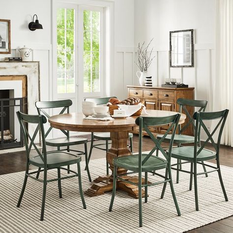 Lark Manor Alexa-Mae Extendable Solid Wood Dining Set & Reviews | Wayfair Black Dining Chairs, Solid Wood Dining Set, Wood Pedestal, Farmhouse Dining Table, Oval Table, Dining Room Small, Pedestal Dining Table, Solid Wood Dining Table, Leaf Table