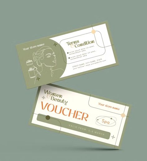 Spa Voucher Design, Gift Vouchers Design, Voucher Gift Ideas, Vouchers Design, Gift Voucher Design Ideas, Voucher Design Ideas, Voucher Design Coupon, Voucher Spa, Event Badge Design