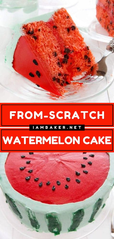 Kid Cake Flavors, Cupcake Icing Decorating, Seven Up Cake, Watermelon Cake Recipe, Homemade Cake Recipe, Watermelon Dessert, Outside Fun, Watermelon Flavor, Cake Inside