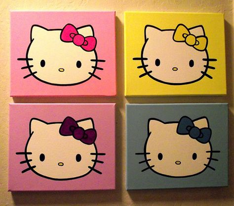 Hello Kitty 8x10 Canvas Painting Bow Art Hand by msminimermaid 8x10 Canvas Painting Ideas Easy, Painting Ideas On Small Canvas, Hello Kitty Painting Ideas, Hello Kitty Canvas, Hello Kitty Painting, Kitty Painting, Vinyl Art Paint, Shirt Painting, Bow Art
