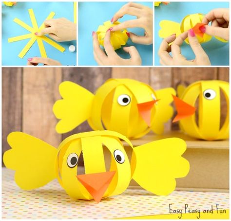 Simple Paper Chick Craft - Easter Craft Ideas - Easy Peasy and Fun Påskeaktiviteter For Barn, Chick Craft, Easter Craft Ideas, Easter Party Games, Cute Paper, Easy Arts And Crafts, Bird Crafts, Easter Craft, Easter Activities