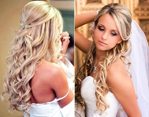 Must See Spiral Curl Hairstyles for Brides ~ we ❤ this! moncheribridals.com Medium Length Partial Updo, Wedding Hair For Bride With Veil, Half Up Half Down Bride Hair, Curl Hairstyles, Half Up Wedding Hair, Brides Hair, Kadeřnické Trendy, Half Up Half Down Wedding, Diy Wedding Hair