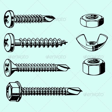 Screw Tattoo Ideas, Screw Illustration, Screw Drawing, Shamrock Logo, Screw Tattoo, Engineering Equipment, Tool Tattoo, Bolt Tattoo, Mechanic Tattoo