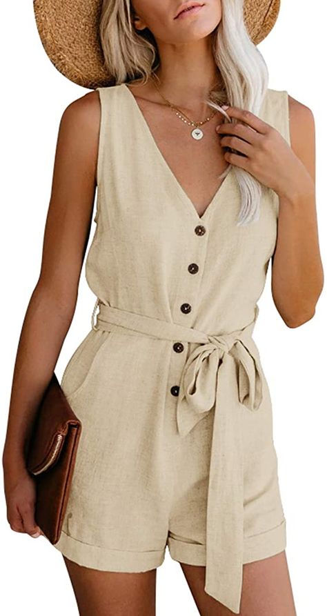 De Stijl, Sleeveless Playsuit, Womens Jumpsuits Casual, Solid Color Jumpsuits, Jumpsuit Casual, Pocket Jumpsuit, Bow Shorts, Bow Women, Solid Jumpsuit