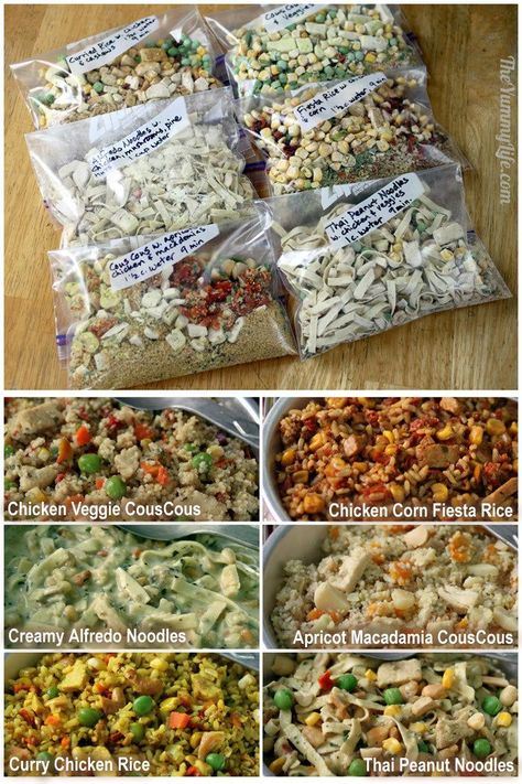 Lightweight, Nutritious Backpacking & Camping Food. How to make and pack 7 days of breakfasts, lunches, dinners & snacks that fit in a bear barrel. TheYummyLife.com#backpackingfood #campingfood #backpackingideas #nutritioussnacks #healthysnacks #mealplan #theyummylife Backpacking Food, Meals For Camping, Instant Meals, Curry Chicken And Rice, Hiking Food, Instant Recipes, Dehydrated Food, Diet Vegetarian, Meals In A Jar