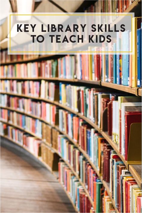 Life skills to teach kids - library skills for kids to learn. #parenting #lifeskills School Library Makerspace Ideas, Library Skills Elementary, Library Skills Worksheets Free Printable, Library Lessons Middle School, Life Skills To Teach Kids, Library Activities For Kids, School Library Themes, Cathedral Library, Life Skills For Kids