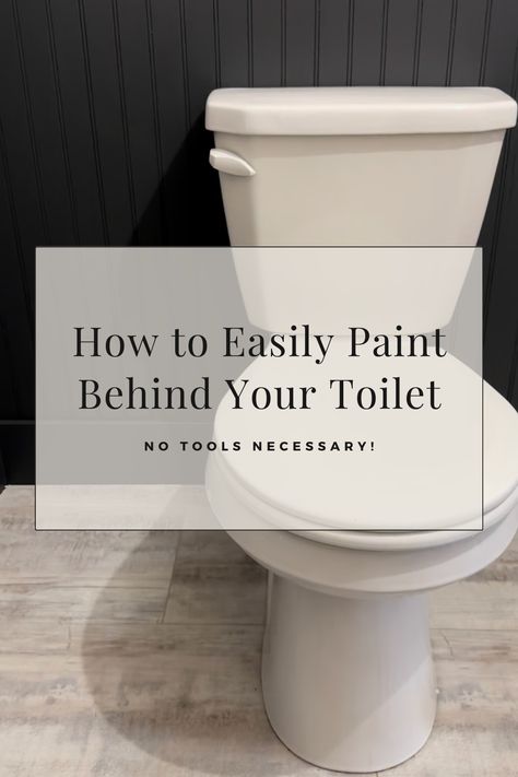Step-by-step blog tutorial on how to remove a toilet tank to easily paint the wall behind it. Video tutorial also available. Featured image is a bead board wainscoting with dark gray paint and white toilet. Painting A Bathroom, Behind Toilet, Man Bathroom, Painted Closet, Painted Bathroom, Bathroom Accent Wall, Global Textiles, Water Closet, The Hardest Part