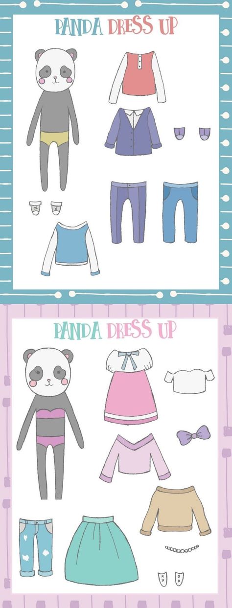 These free panda themed printable paper dolls are as cute as can be! Print them out on cardstock and have fun. Boy and girl versions are included. via @diy_candy Pandas, Animal Paper Dolls, Panda Printables, Diy Paper Dolls, Doll Printables, Diy Planners, Kids Bulletin Boards, Printable Paper Dolls, Panda Theme