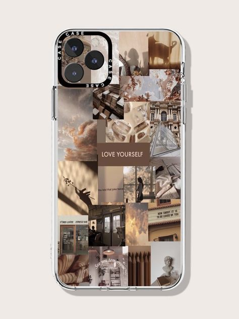 Brown    TPU Figure,Letter Phone Cases Embellished   Phone/Pad Accessories Aesthetic Collage Phone Case, Diy Phone Case Design, Creative Iphone Case, Iphone Colors, Collage Phone Case, Diy Iphone Case, Pretty Phone Cases, Apple Phone Case, Iphone Prints