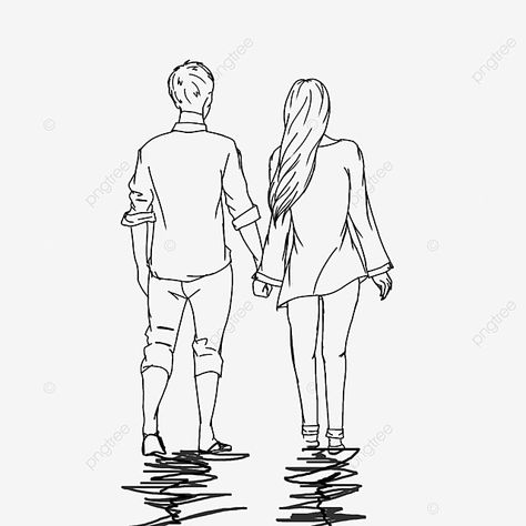 Line Art Cartoon, Couple Line Art, Art Love Couple, Back Drawing, Sketches Of Love, Couple Sketch, Easy Love Drawings, Line Sketch, Pola Sulam