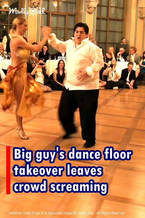 Larger dancer executes flawless footwork to "Great Balls of Fire" in viral #dancevideo. Man in black slacks and white shirt stuns with quick, precise #jazzsteps and #dancemoves. Spins on one foot with ease, hips swaying to #JerryLeeLewis tune. Energy and skill captivate crowd, even outshining partner in gold dress. Video amasses 45 views, showcasing impressive #choreography and #dancing. Man Dancing With Woman, Shag Dancing Videos, Happy Dance Funny, Happy Dance Video, Dancers Hip Hop, Funny Dance Videos, Dance Video Song, Swing Dance Moves, Contemporary Dance Moves