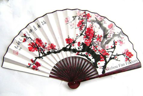 Cherry blossom design on the fan Wedding Favors For Principal Sponsors, Cherry Blossom Theme, Asian Party, Chinese Fans, Fan Tattoo, Chinese Fan, Chinese Paper, Japanese Fan, Vintage Fans