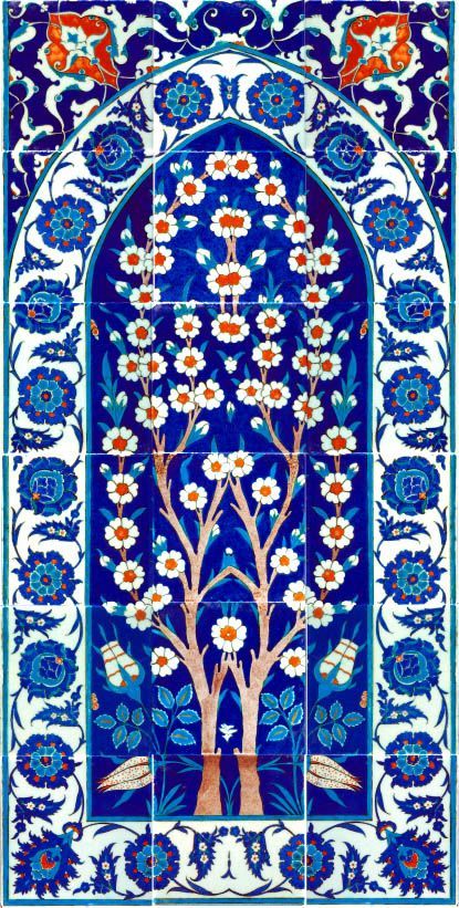 Islamic Tiles, Middle Eastern Art, Iznik Tile, Turkish Tile, Persian Art Painting, Turkish Tiles, Islamic Patterns, Persian Pattern, Islamic Art Pattern