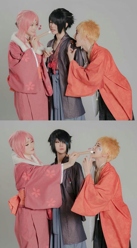 Sasuke, Naruto & Sakura on the NewYears eve #Cosplay Sakura In Sasuke Clothes, Team 7 Cosplay, Sasuke Naruto Sakura, Naruto Sakura Sasuke, Tim 7, Sakura Haruno Cosplay, Sasuke Cosplay, Naruto Sakura, Sakura Cosplay