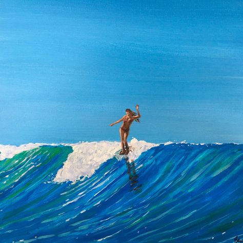 Surf Art Painting, Surfer Painting, Ocean Wave Painting, Ocean Art Painting, Sticker Product, Beachy Art, Surf Painting, Aspen Art, Underwater Painting