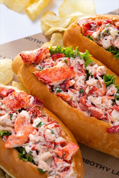 Savor a taste of the East Coast at home with our recipe for Maine-Style Lobster Rolls! The combination of cold, simply dressed lobster in a warm, butter-toasted bun is lobster roll perfection. Canapés, Lobster Roll Photography, Lobster Roll Bread, Joanna Gaines Lobster Rolls, How To Make Lobster Rolls, Warm Lobster Roll Recipe, Best Lobster Roll Recipe, Seafood Sandwich Ideas, Cold Lobster Roll