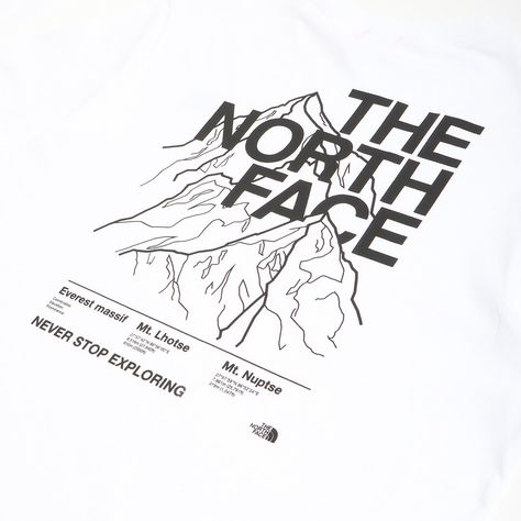 The North Face Mountain Outline T-Shirt in TNF White/TNF Black is a must-have this Summer 2023. Crafted from 100% cotton soft jersey, this regular fit tee is cut in a classic crew neck with short sleeves offering optimal comfort. Clean logo graphics feature on the left chest and a large mountain outline graphic takes centre stage on the back. Product code: NF0A7Z9KLA9 The North Face Logo Design, Mountain T Shirt Design, The North Face Design, Mountain Tshirt Design, Mountain Shirt Design, The North Face Tshirt, Mountain Graphic Design, Mountain T Shirt, Mountain Outline