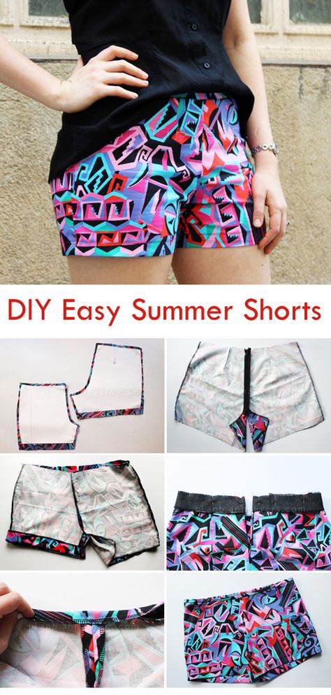 Easy Sew Shorts, Easy Shorts Pattern Women, Easy Sew Shorts Women, How To Sew Shorts For Women, Sewing Pattern For Shorts, Shorts Diy Pattern, Sew Easy Projects, Plus Size Shorts Pattern Free, Cotton Fabric Projects Clothes