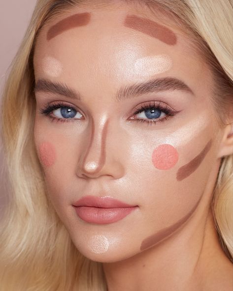 Blush For Beginners, Contour Makeup Steps, How To Blend Contouring, Charlotte Tilbury Looks, No Make Up Make Up Look, Liquid Contour, Charlotte Tilbury Pillow Talk, Cheek Contour, Blush Pillows