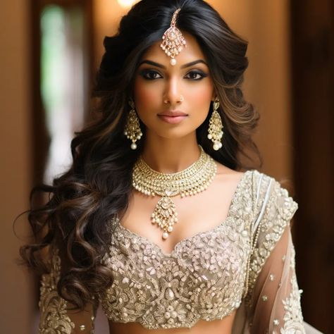 83 Insanely Luxurious Wedding Hairstyles for 2024 Indian Reception Bridal Hairstyles, Indian Wedding Hair Jewelry, Reception Indian Hairstyles, Hairdos For Indian Wedding, Indian Hair Wedding, Bridal Hair Indian Wedding, Half Updo Indian Wedding, Hair Down Indian Bride, Indian Reception Hairstyles Brides