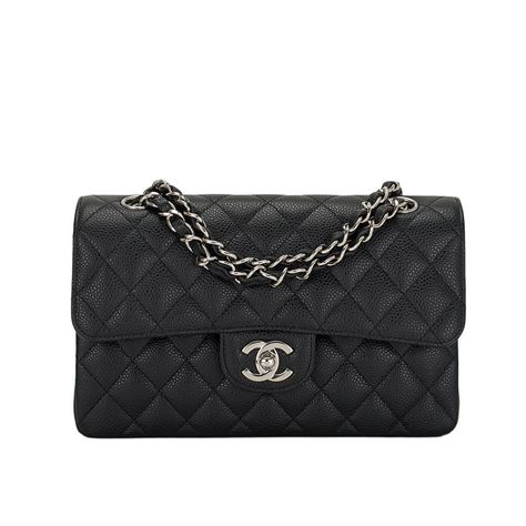 Chanel Black Quilted Caviar Small Classic Double Flap Bag | From a collection of rare vintage shoulder bags at https://www.1stdibs.com/fashion/handbags-purses-bags/shoulder-bags/ Chanel Black Flap Bag, Black Chanel Shoulder Bag, Vintage Chanel Flap Bag, Chanel Classic Flap Bag Small, Chanel Flap Bag Small, Chanel Small Classic Bag, Chanel Bag Collection, Classic Flap Chanel, Chanel Black Bag