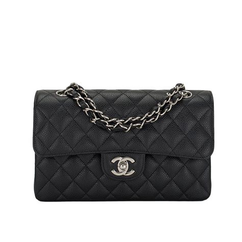 Chanel Black Quilted Caviar Small Classic Double Flap Bag | From a collection of rare vintage shoulder bags at https://www.1stdibs.com/fashion/handbags-purses-bags/shoulder-bags/ Chanel Black Flap Bag, Black Chanel Shoulder Bag, Chanel Black Purse, Black Vintage Bag, Chanel Classic Flap Bag Small, Chanel Flap Bag Small, Chanel Small Classic Bag, Chanel Bag Collection, Chanel Classic Flap Small