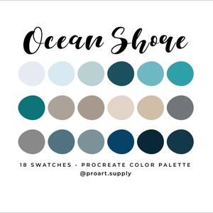 Blue Procreate Palette, Blue Swatches Colour Palettes, Colour Palette Ocean, Blue Ocean Color Palette, Ocean Color Scheme, Color Swatches Blue, Blue Palette Colour Schemes, Blue And Tan Color Palette, Blue Gray Color Palette