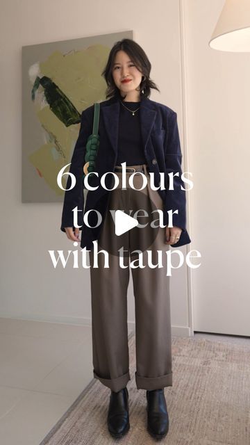 733K views · 60K likes | Helen Jin on Instagram: "6 colours I’ll wear with TAUPE! It’s one of my favourite neutrals to wear because it literally is neutral toned - not as warm as beige and browns and not as cool as greys. Let me know your favourite way to wear taupe ✨

Outfits will be linked in my LTK (you’ll find this in stories or bio)

🏷️ #arket #arketofficial #sezane #sezanelovers #sezaneaddict #colorful #colorfulstyle #colourful #colourfulstyle #colorfulwardrobe #everlanewomen #everlane" Taupe And Brown Outfit, Taupe Color Combinations Outfit, Taupe Outfits For Women, Taupe Top Outfit, Taupe Outfit Color Combinations, Taupe Outfit, Colorful Wardrobe, Colourful Style, Color Combinations For Clothes