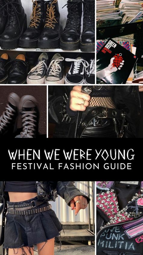 Headed to the When We Were Young Music Festival in Vegas and not sure what to wear? I've got you covered with a festival fashion guide! Las Vegas, Outfit Ideas For Music Festivals, Vegas Music Festival Outfit, What To Wear To Heavy Metal Concert, Pop Punk Festival Outfit, Foo Fighters Concert Outfit Ideas, Wwwy Fest Outfit, Rock Star Girlfriend Outfit Summer, Vegas Festival Outfit