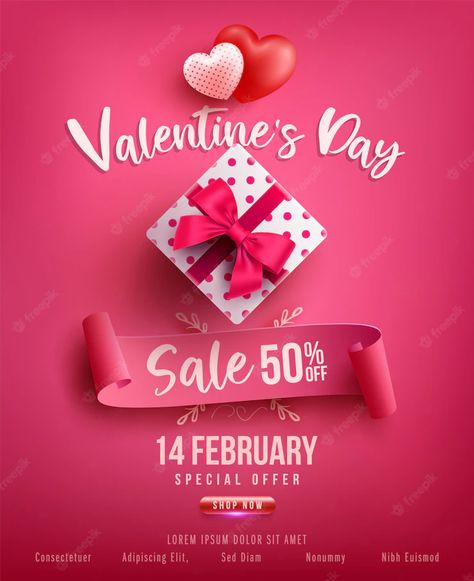 Premium Vector | Valentine's day sale poster or banner with sweet gift,sweet heart and lovely items on pink .promotion and shopping template or for love and valentine's day Valentine's Day Poster Design, Valentines Day For Boyfriend, Fun Valentines Day Ideas, Valentine Poster, Valentines Day Poster, Happy Valentines Day Images, Unique Valentines Day Gifts, Valentines Day Wishes, Valentines Sale