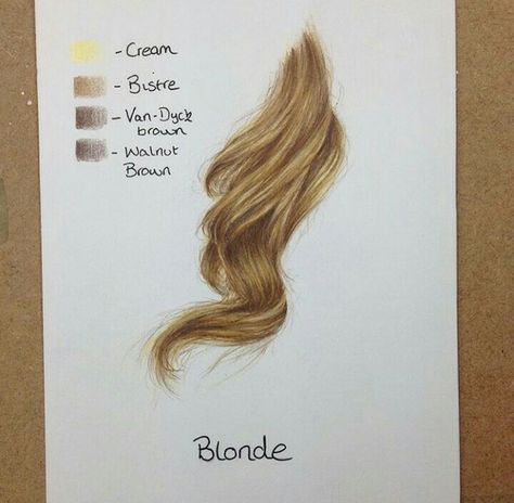 Blonde hair art tutorial Pencil Drawing Tutorials, Christina Lorre, Hairstyles Drawing, Desen Realist, Draw Hair, Colored Pencil Techniques, Cool Things, Art Instructions, Color Pencil Art