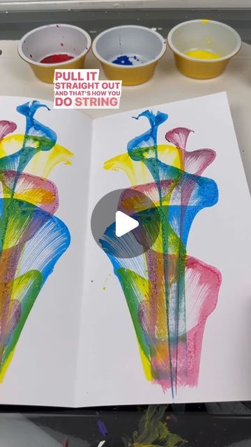 Emily Seilhamer on Instagram: "How to paint with string! 😱🎨 #art #artist #diy #easypainting #diyideas #beginner #howto #tutorial"