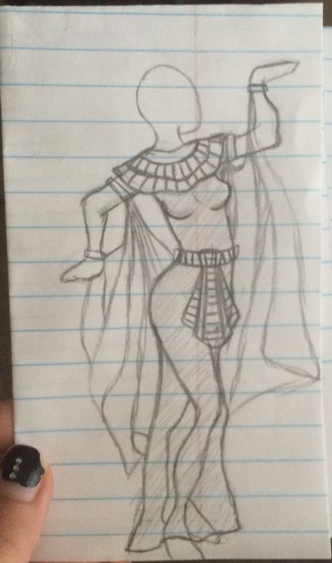 Traditional Egyptian dress!! [by @icedk11] Egyptian Wall Paintings, Egyptian Doodles Art, Easy Egyptian Drawing, Egyptian Sketch Drawing, Egyptian Women Drawing, Egyptian Goddess Drawing, Egyptian Sketch, Ancient Egypt Drawing, Egyptian Woman Art