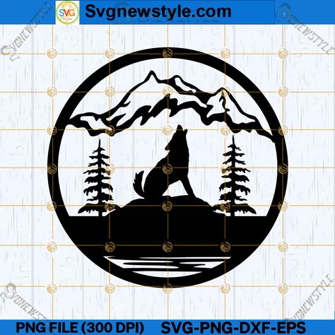 Nature, Coyote Svg, Coyote Howling, Nature Svg, Mountain Svg, Moon Svg, Art Cut, Silhouette Art, Mountain Range