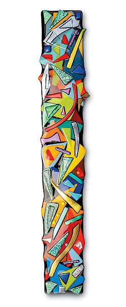 Kaleidoscope by Helen Rudy (Art Glass Wall Sculpture) (22" x 4") Fimo, Patchwork, Glass Fusion Wall Art, Abstract Fused Glass Art, Abstract Glass Art, Glass Kiln Projects, Fused Glass Art Ideas, Kiln Glass Art, Fused Glass Christmas Ornaments