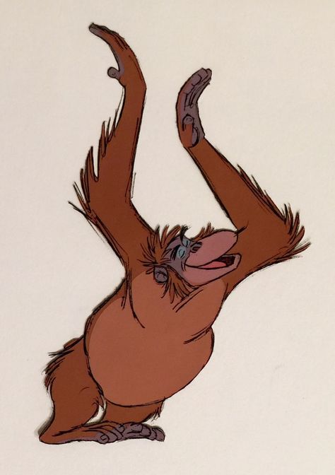 King Louis animation cel for The Jungle Book 1967 King Louis Jungle Book, Jungle Book King Louie, King Louie Jungle Book, Jungle Book 1967, Jungle Book Characters, Book Animation, Jungle Book Disney, Animation Disney, Walt Disney Characters