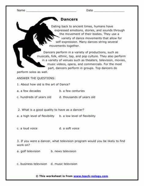 Dance Worksheets Printable Elements Of Dance Worksheet, Picture Reading Worksheets, Dance Worksheets, Pe Worksheets, Dance Vocabulary, Dance Elements, Dance Classroom, Dance Teacher Tools, Dancing Choreography