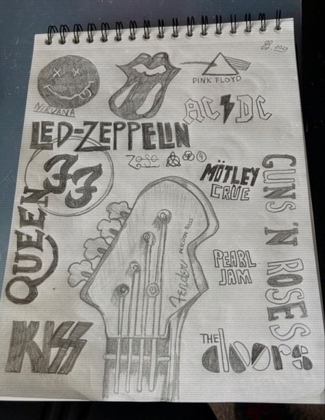 Croquis, Rock N Roll Drawings Ideas, Band Drawings Rock, Classic Rock Drawings, Rockstar Aesthetic Drawing, Rock Band Drawings, Band Names Ideas Rock, Rock Band Drawing Reference, Rock Star Drawing