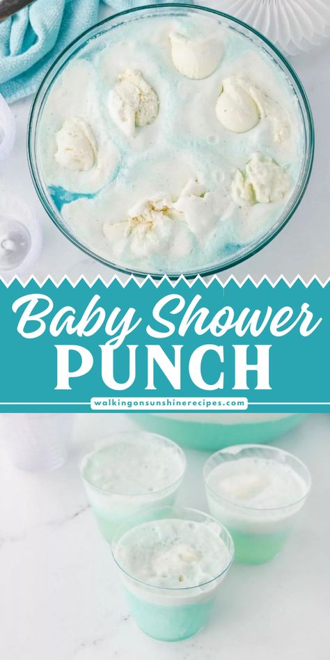 Celebrate your baby shower with this easy party drink! A non-alcoholic drink that is filled with tartness and sweetness. This baby shower punch pink or blue will surely impress. Don't miss out on this baby shower punch recipe! Blue Raspberry Punch, Blue Baby Shower Punch Recipe, Green Punch For Baby Shower Recipe, Gender Reveal Punch Ideas, Easy Punch Recipes Sherbert, Blue Punch Recipe For Kids, Fancy Punch Non Alcoholic, Blue Punch Recipe With Sherbert, Punch For Baby Shower Boy