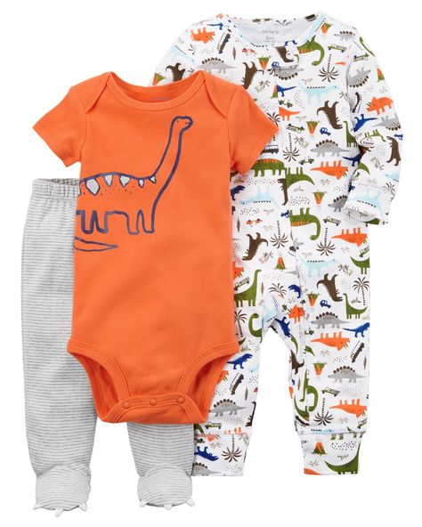 3-Piece Dinosaur Sleep & Play Set | Carters.com Baby Boy Pants, Baby Basics, Toddler Pants, Layette Set, Carters Baby Boys, Baby Necessities, Carters Baby, Print Bodysuit