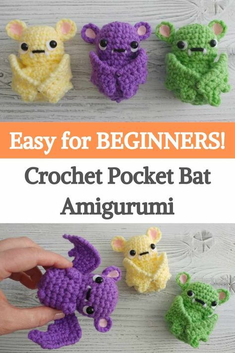 Amigurumi Patterns, Bat Amigurumi, Cat Crochet Pattern, Crochet Bat, Crochet Pocket, Frankenstein Monster, Amigurumi Cat, Cat Crochet, Easy Crochet Animals