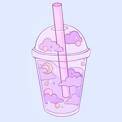 Cloud Drink, Loves Aesthetic, Bubbel Tea, Aesthetic Drinks, Drink Stickers, Images Kawaii, Pola Kartu, Cute Food Drawings, Cute Food Art