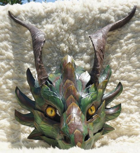 Dragon Mask Spring Dragon, Dragon Mask, Dragon Costume, Idee Cosplay, Leather Mask, Cool Masks, Dragon Head, Masks Art, Fantasy Dragon