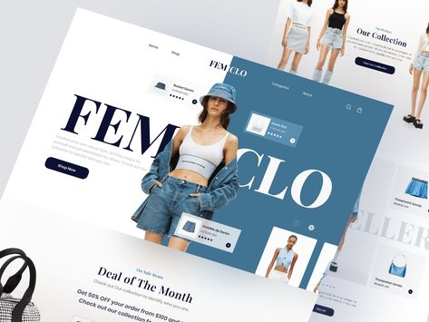 FEMICLO - Fashion Landing Page by Reka Rahayu Fashion Landing Page, Mint Green Fashion, Fashion Web Design, Fashion Website Design, Fashion Poster Design, Ecommerce Web Design, Ux Design Inspiration, Ui Design Website, Creative Web Design