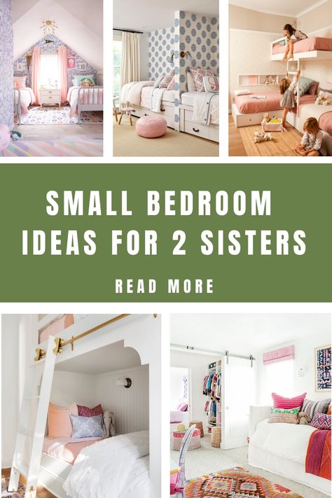 Small Bedroom Ideas For 2 Sisters Sister Beds Shared Bedrooms, Small Shared Girls Room Bunk Beds, Twin Teen Girls Bedroom Ideas, Splitting A Shared Bedroom, Sisters Sharing A Room Ideas, Toddler Bedroom Two Beds, Room For Sisters Shared Bedrooms, Bedroom Ideas For Siblings Sharing, Two Kid Bedroom Ideas