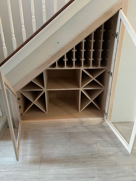 Basement Stairs Wine Cellar, Understair Wine Storage, Under The Stair Wine Cellar, Under Stair Wine Rack, Understairs Wine Room, Under Stairs Wine Rack, Under Stairs Wine Cellar Small, Under The Stairs Wine Storage, Under Stair Wine Cellar