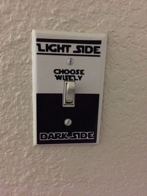 White Light Switch cover with Star Wars Decal Star Wars Zimmer, Star Wars Light Switch, Decoracion Star Wars, Light Switch Decal, Star Wars Bathroom, Star Wars Decal, Switch Decals, Deco Disney, Star Wars Bedroom